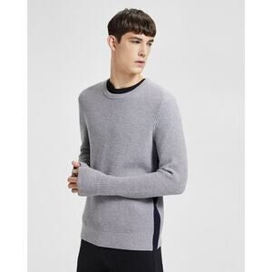 Theory Side Striped Merino Wool Knit Sweater Men’s Size XL Gray Black Classic